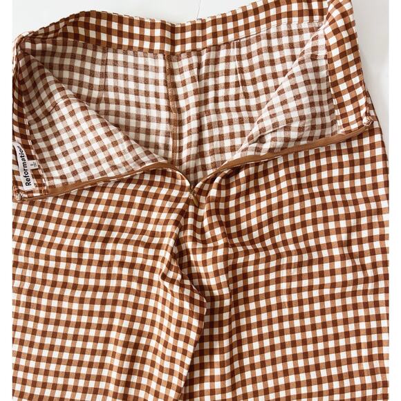 Reformation Sorrenti Wide Leg Pants Women Size 2 Chestnut Brown Check 90’s Y2K - Picture 12 of 12